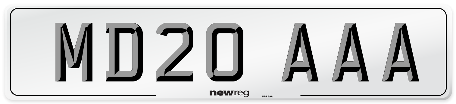MD20 AAA Number Plate from New Reg